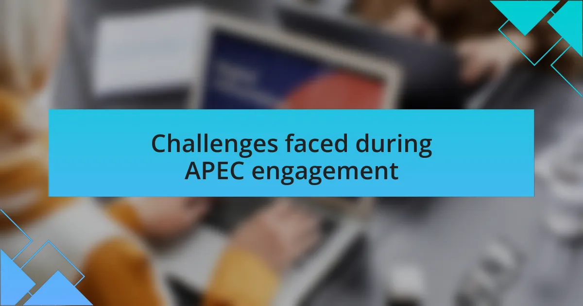 Challenges faced during APEC engagement