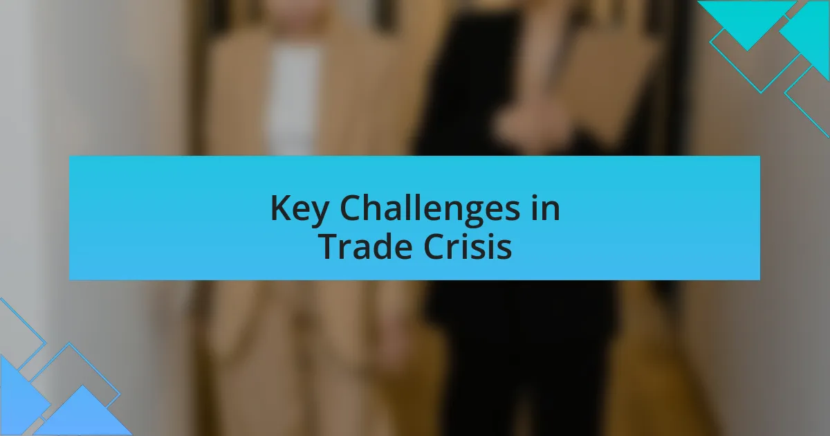 Key Challenges in Trade Crisis