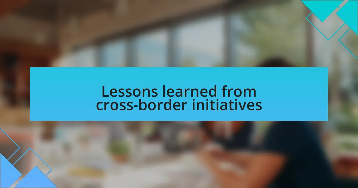 Lessons learned from cross-border initiatives