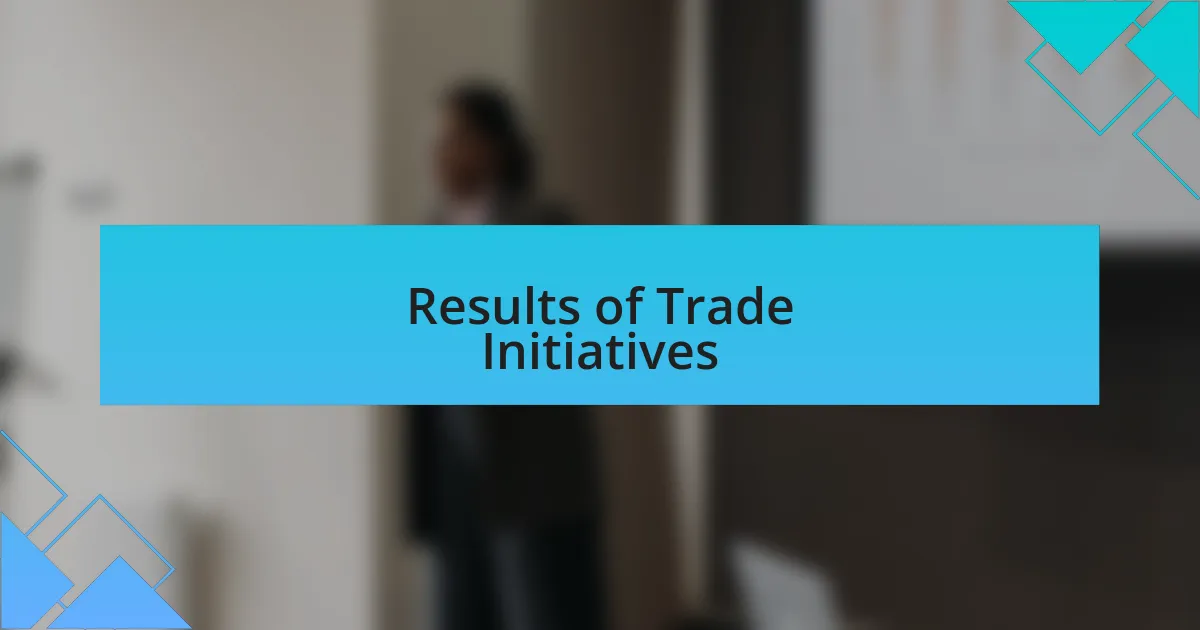 Results of Trade Initiatives
