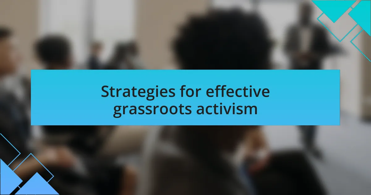 Strategies for effective grassroots activism