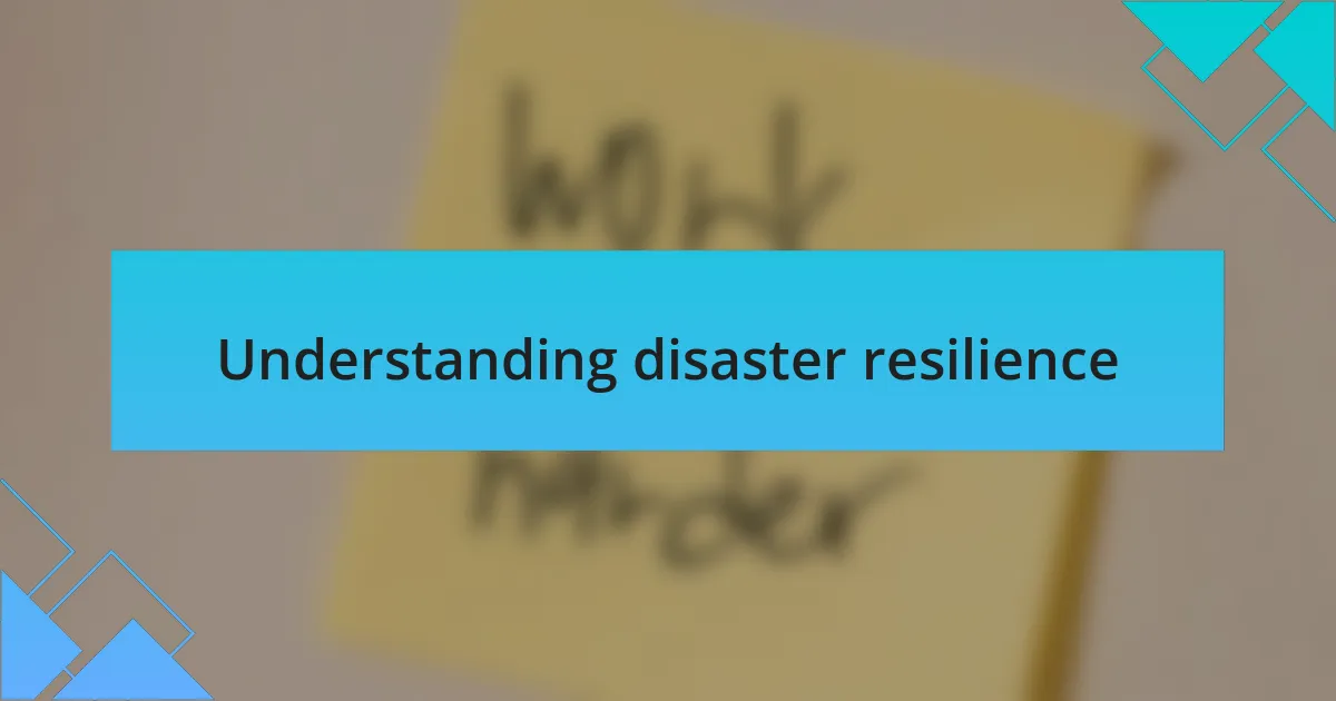 Understanding disaster resilience