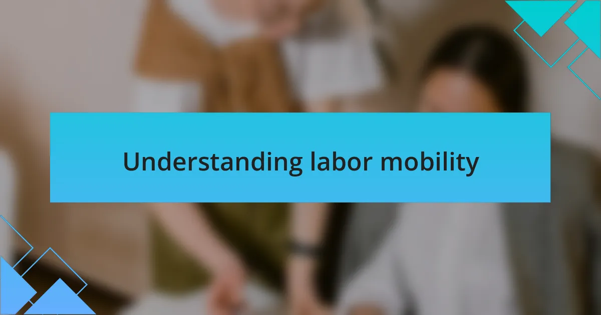 Understanding labor mobility