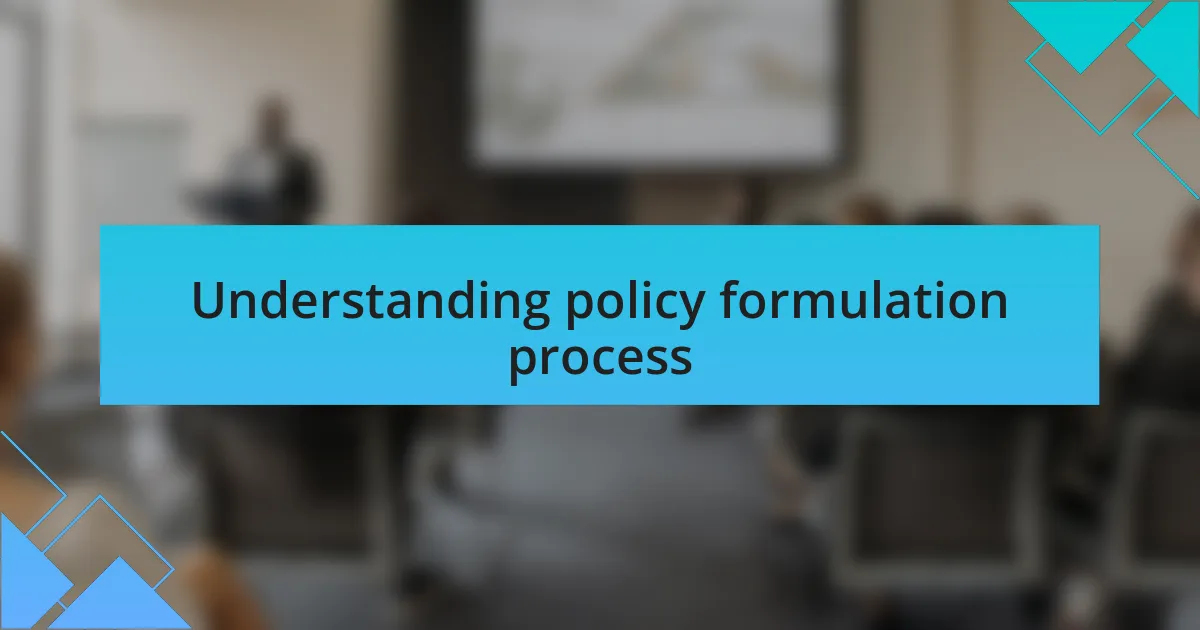 Understanding policy formulation process